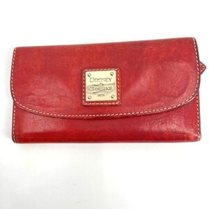 Vintage Dooney & Bourke Leather Wallet 70s 80s folding tru-fold key holder brown
